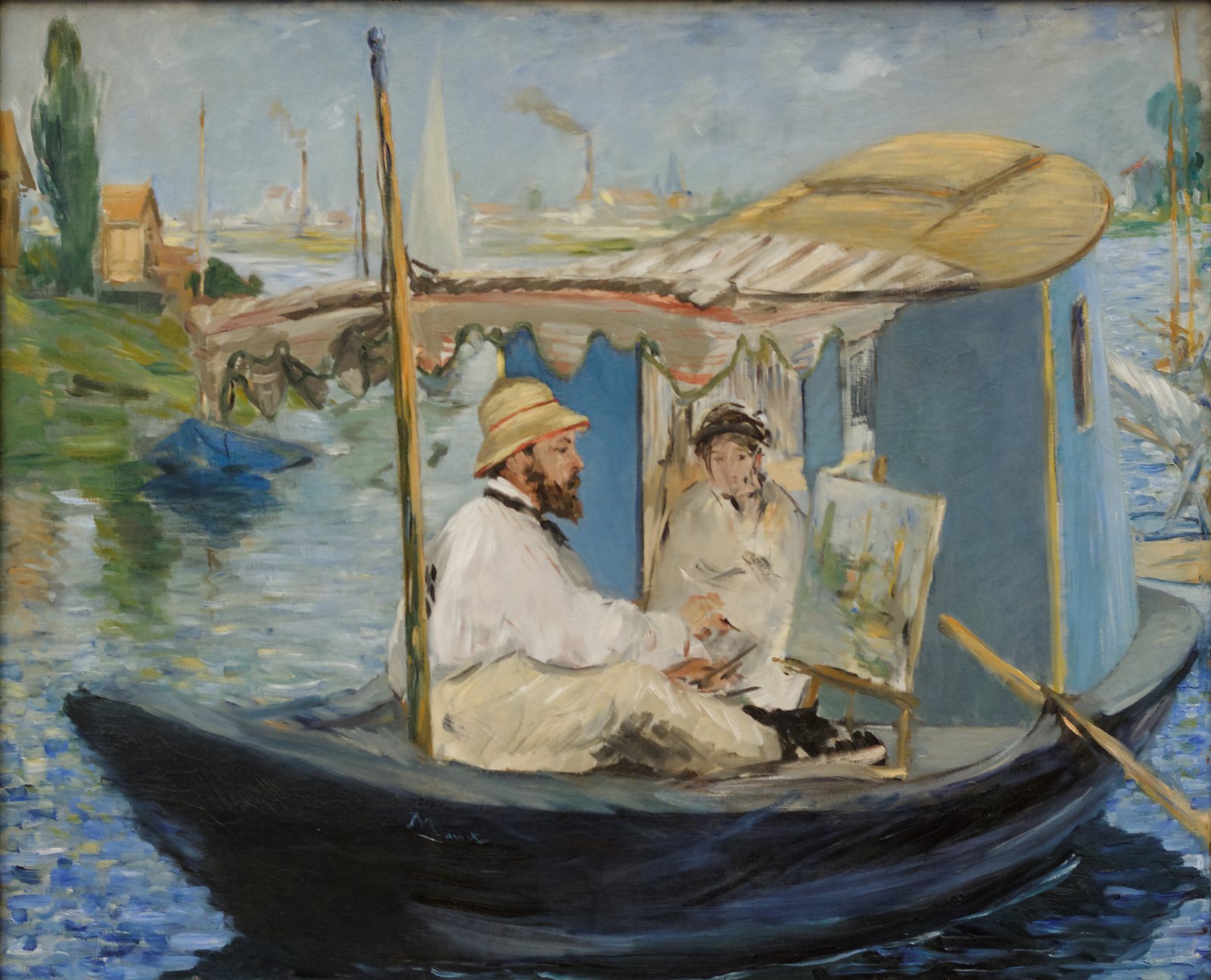 Édouard Manet, Monet Painting on His Studio Boat, 1874